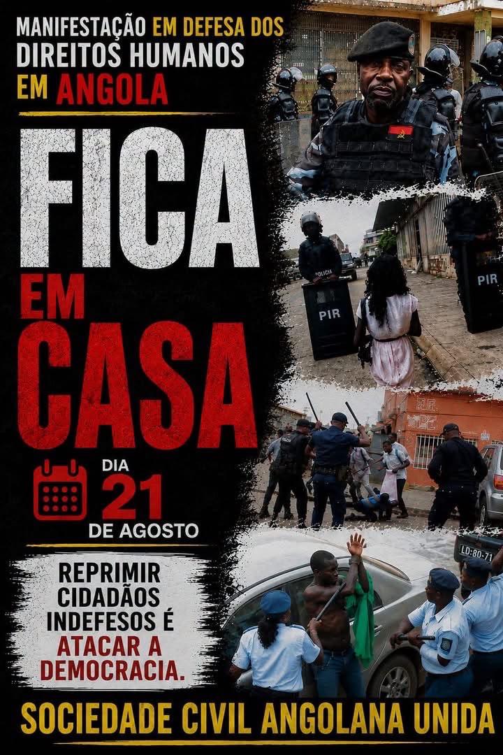SOCIEDADE CIVIL ANGOLANA CONVOCA MANIFESTAÇÃO EM DEFESA DOS DIREITOS HUMANOS